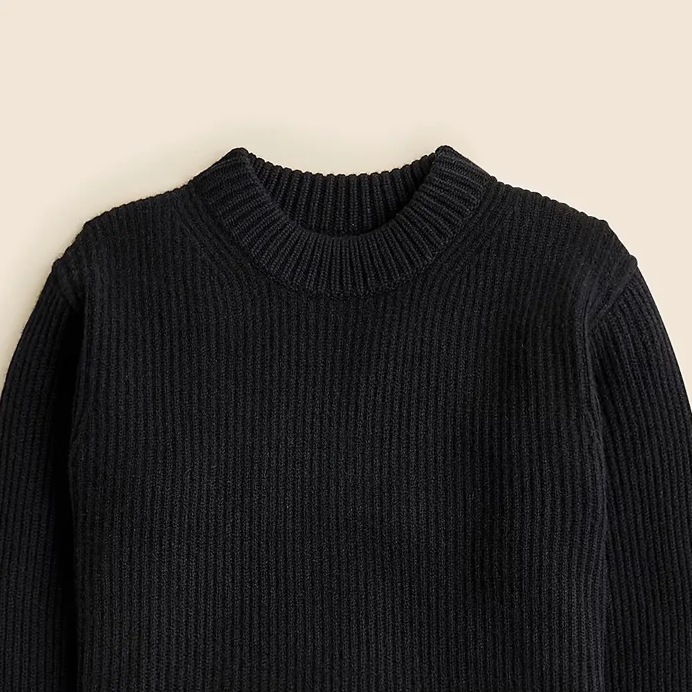 Ribbed cashmere cropped crewneck sweater