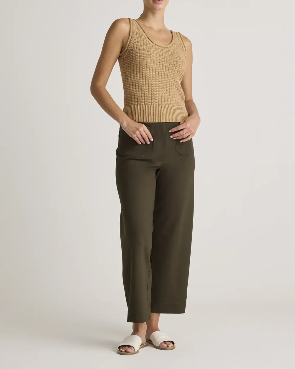 Ultra-Stretch Ponte Cropped Wide Leg Pants