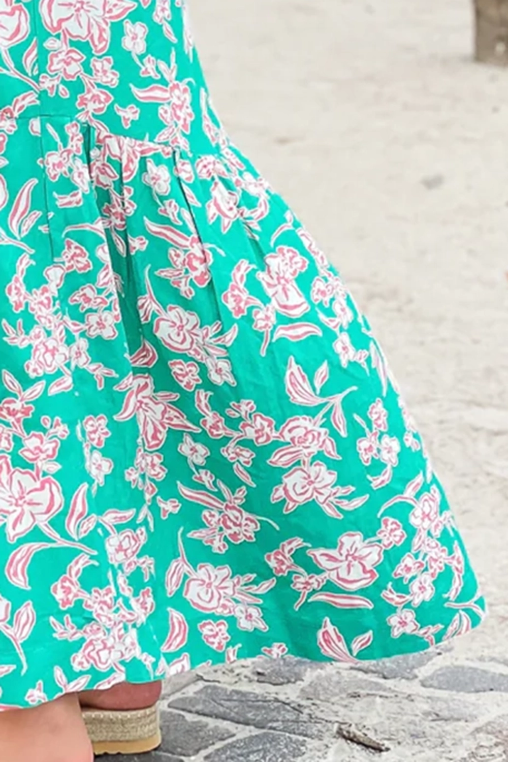 Mint Green Floral Maxi Dress