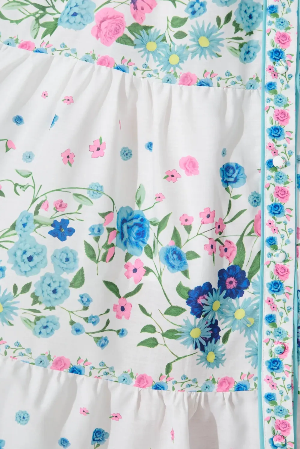 White Floral Print Tiered Midi Dress