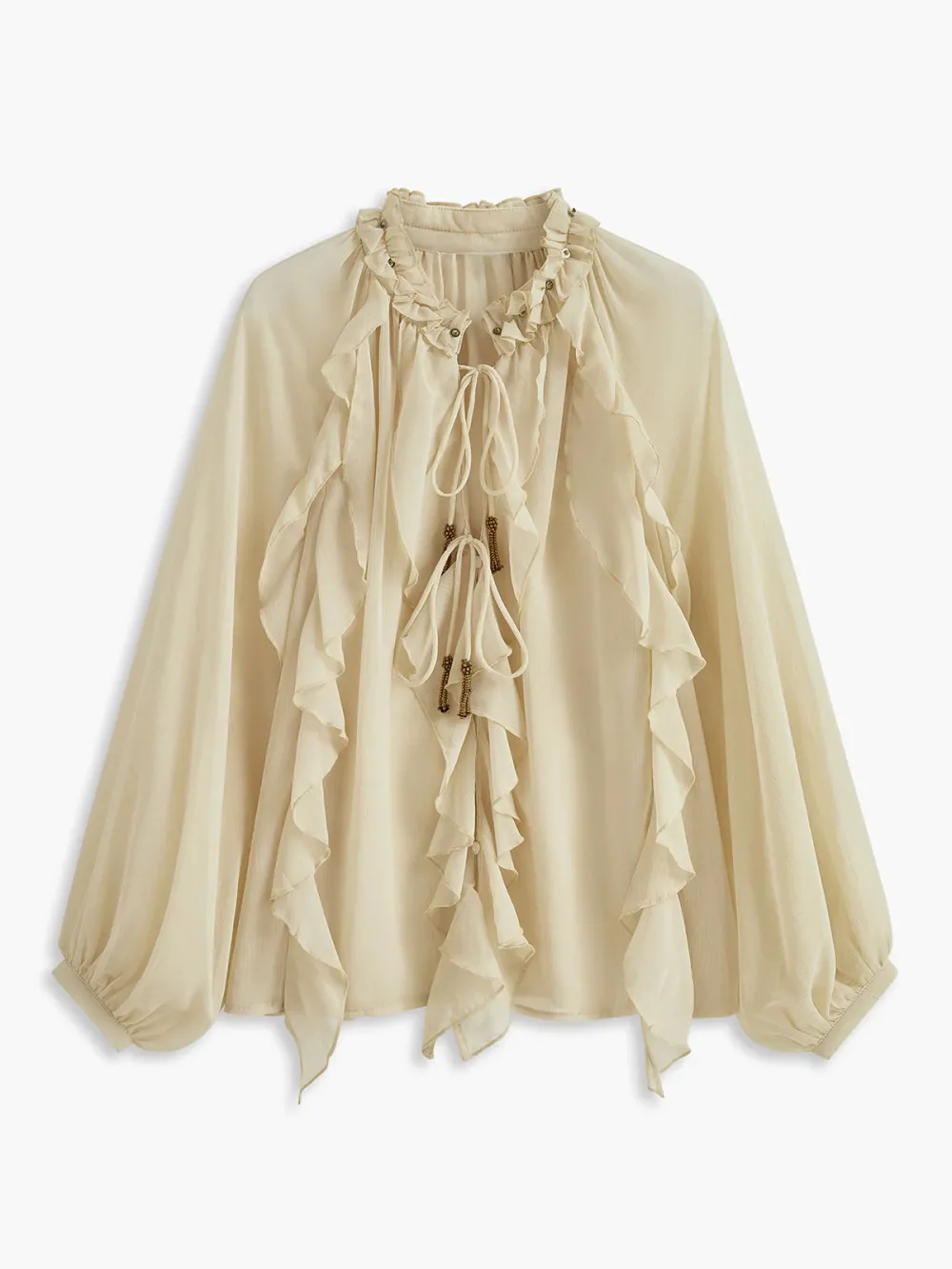 Chiffon Ruffled Tie Front Blouse