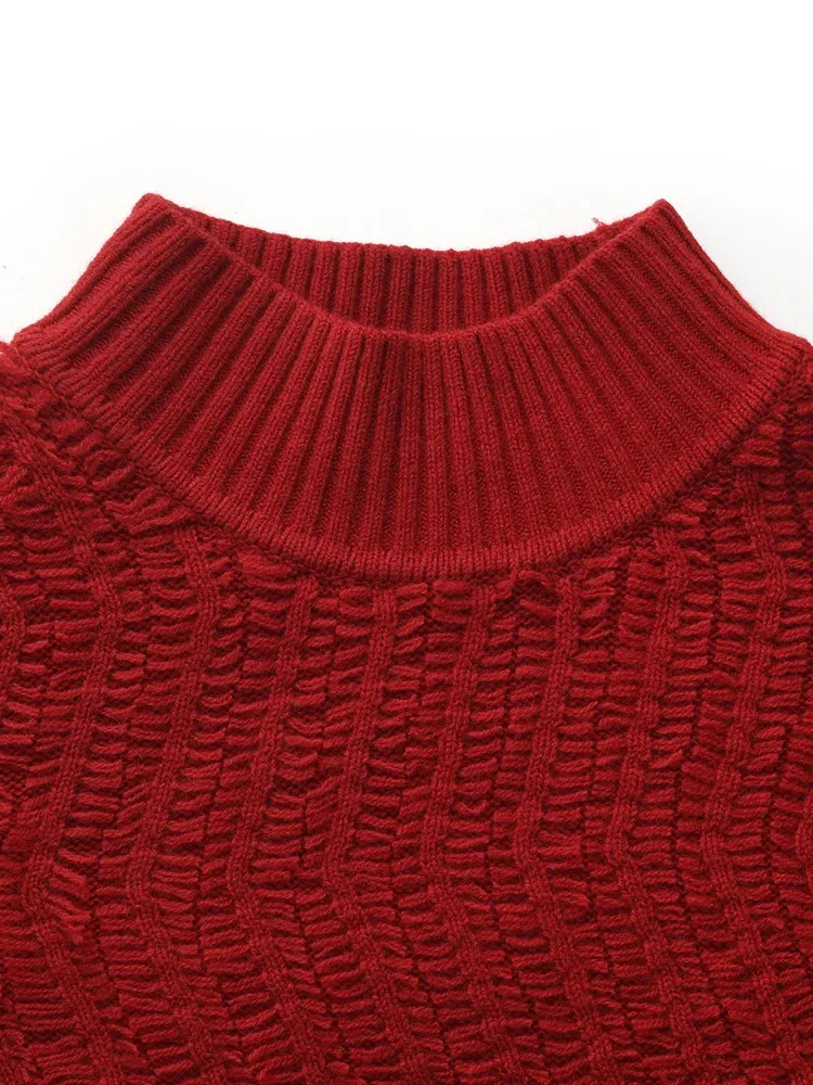 100% Wool Chili Red Women Sweater