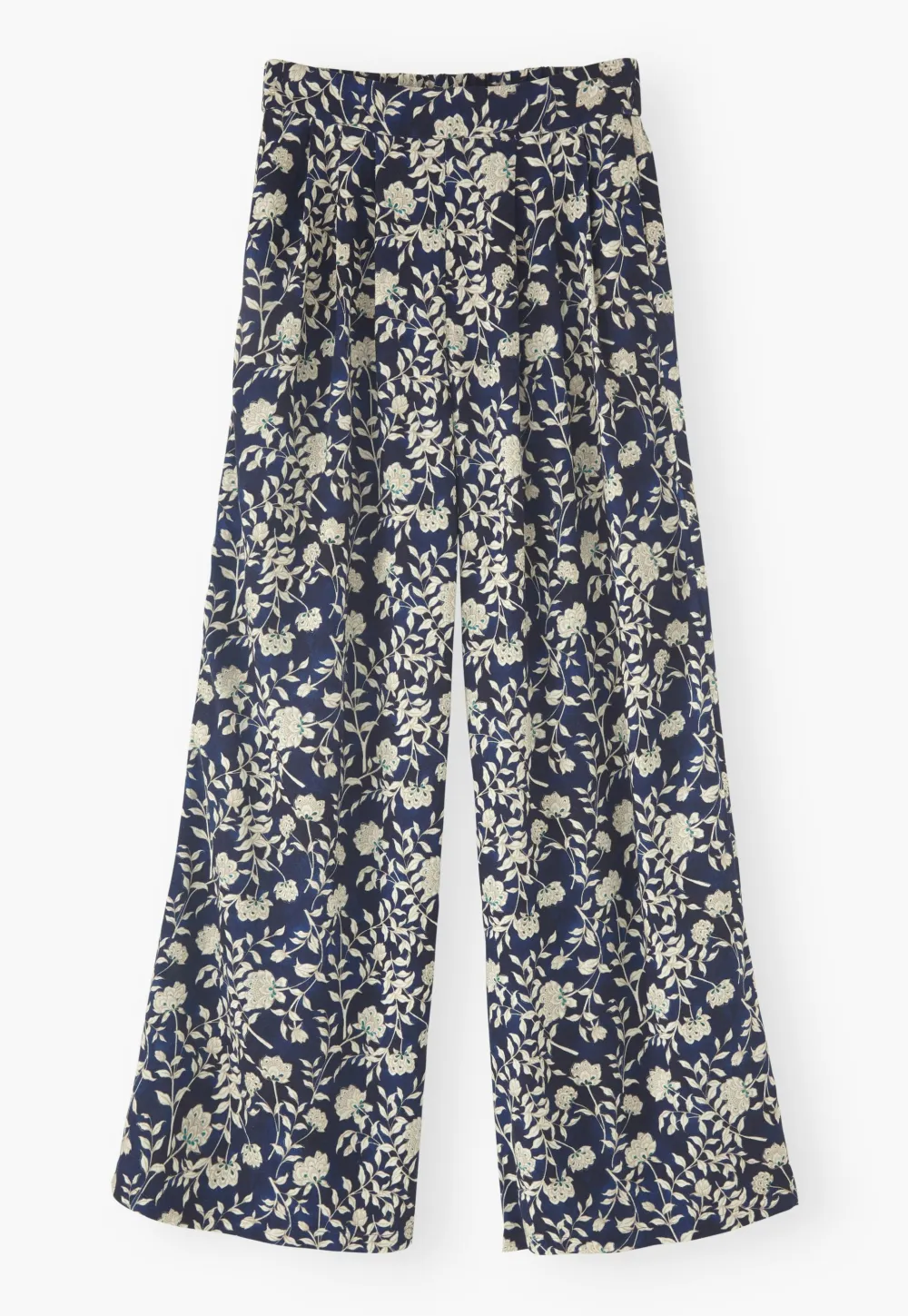 Wide-leg printed trousers
Linen & viscose