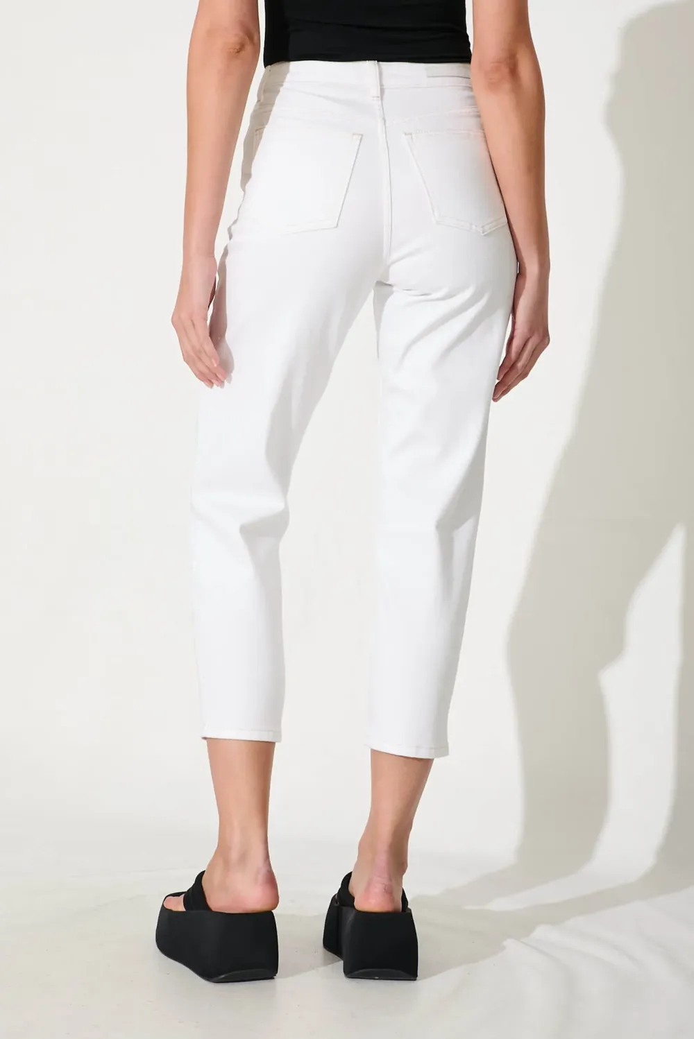 White High Waisted Cropped Jeans