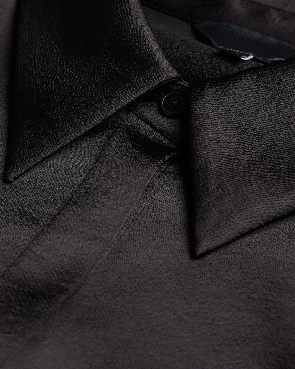 Sonora Long Line Satin Shirt Black