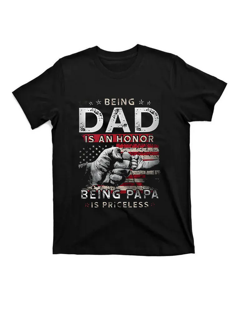 Being Dad Is An Honor Papa Is Priceless US Flag Fist Bump T-Shirt
