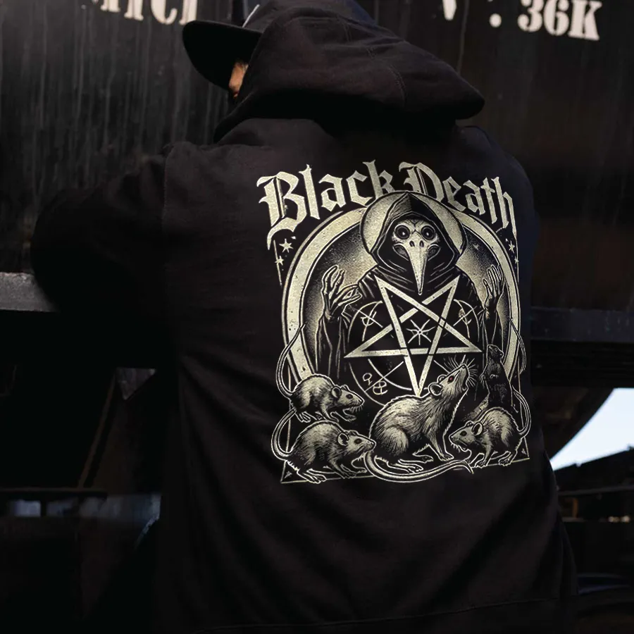 Black Death Printed Men's Hoodie