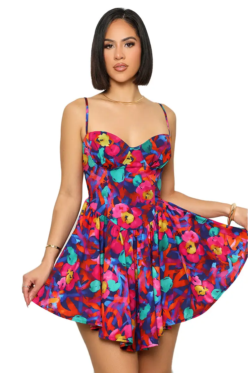 Life Of The Party Baby Doll Dress (Pink Multi)-FINAL SALE