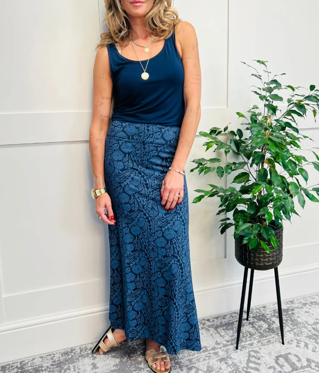 Navy Elder Jersey Maxi Skirt