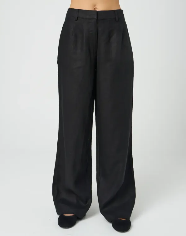 Linen Pleat Wide Leg Pant