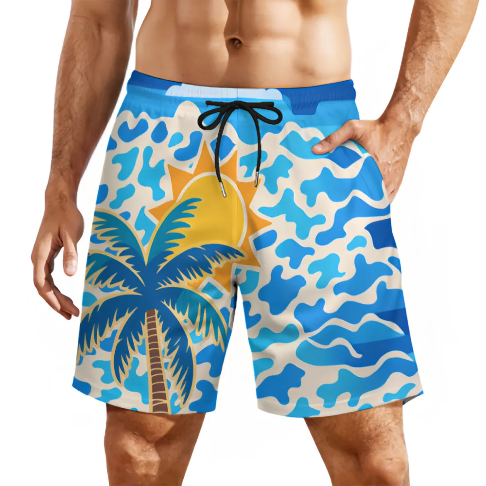 Coconut Tree Summer Sports Beach Shorts By The Sea