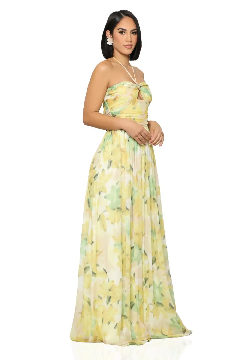 Botanical Halter Top Maxi Dress