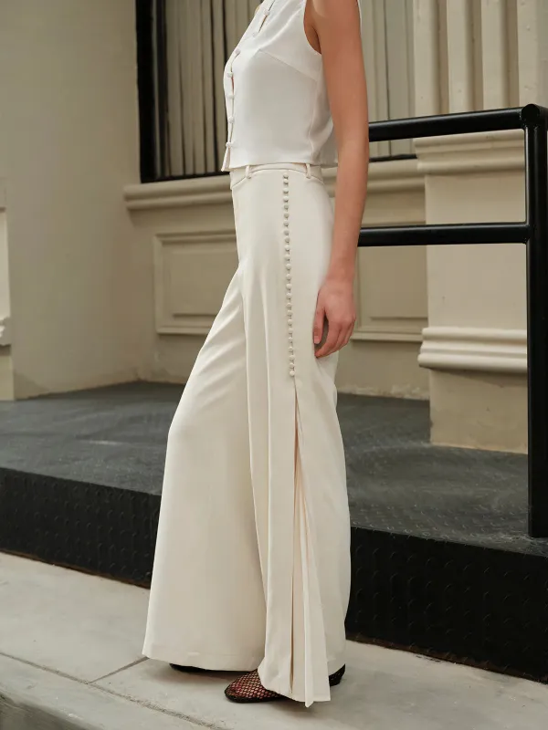 Pleated Detail Mid-Waist Pants