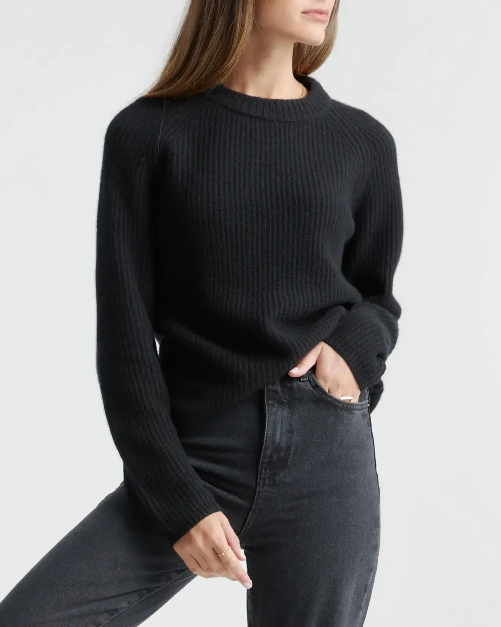 Mongolian Cashmere Fisherman Crewneck Sweater