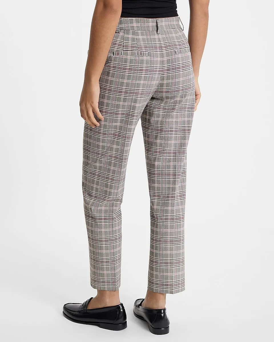 Editor Plaid High Waisted Straight Ankle Pant