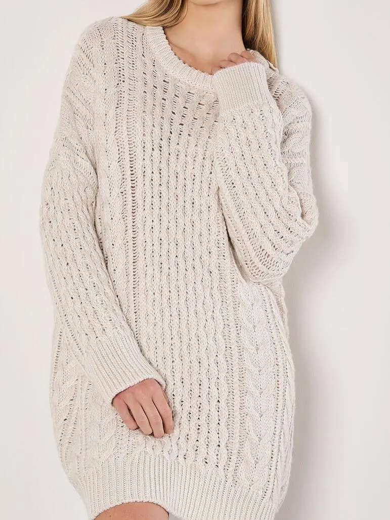 Oversized Cable Knit Jumper Mini Dress