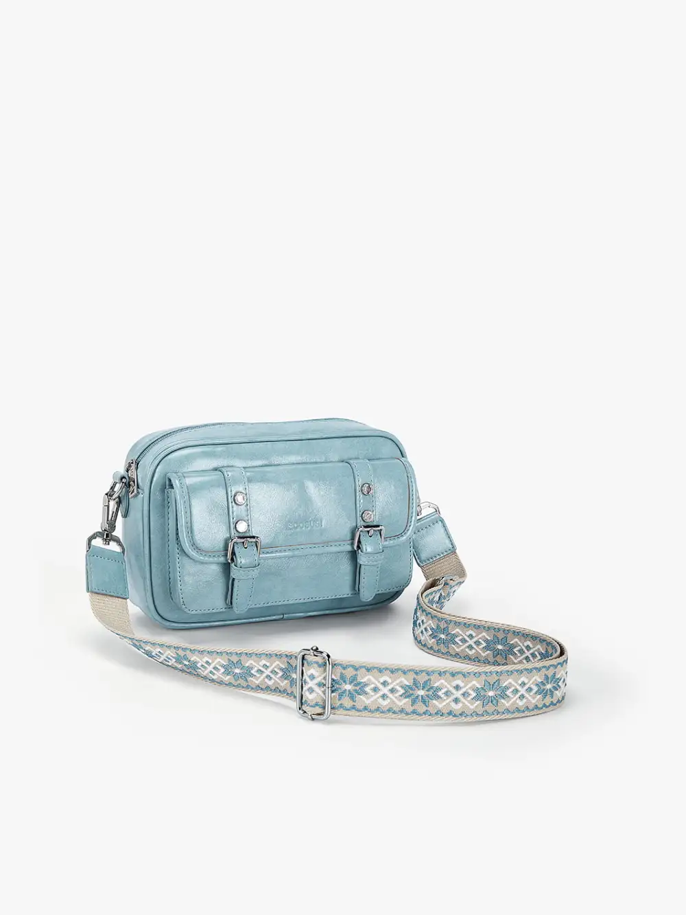 Mia Wide Strap Vegan Leather Crossbody Bag