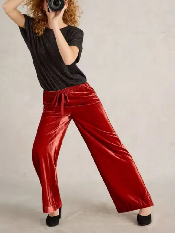 Freda Wide Leg Velvet Trouser