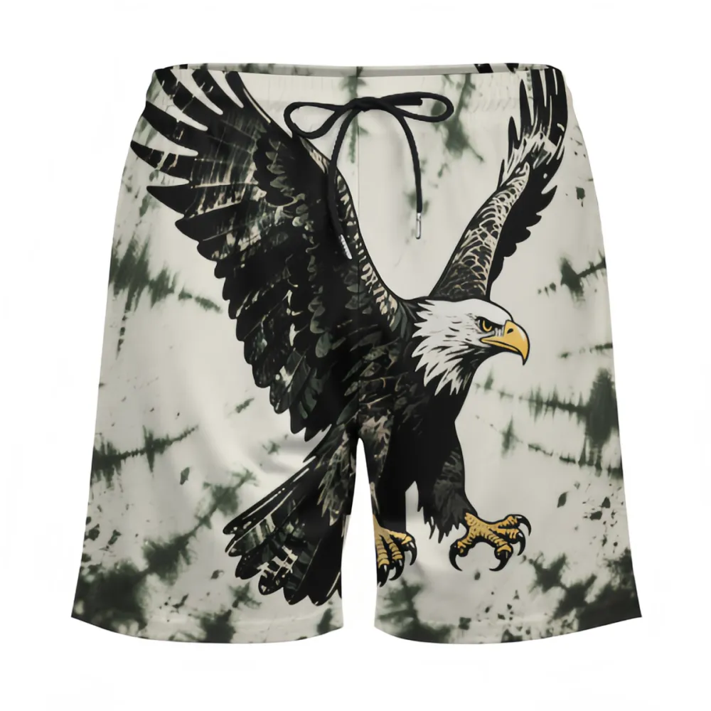 Realistic Style Eagle Tie-Dye Sports Beach Shorts