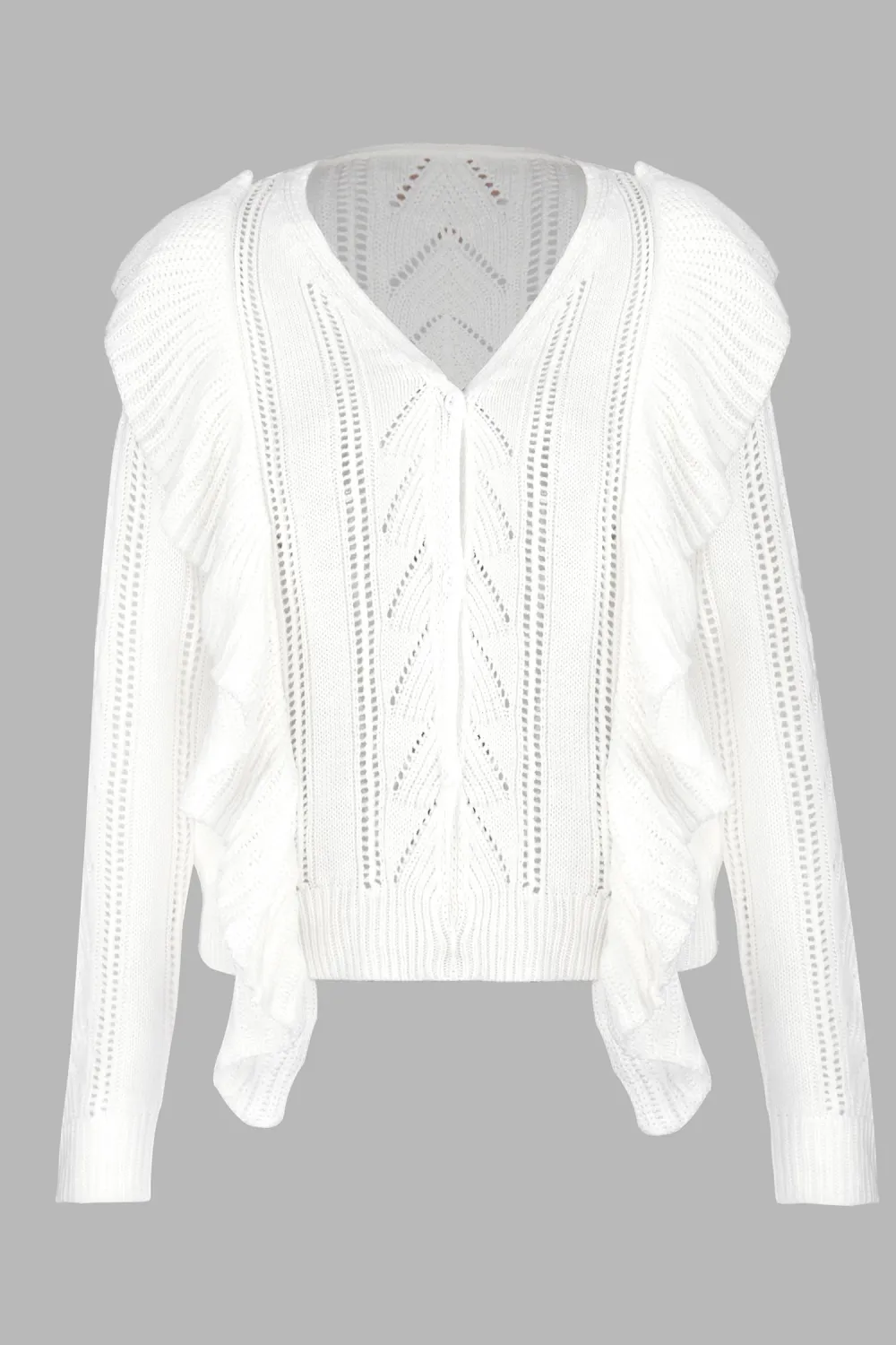 Cutout Ruffled Button-Front Cardigan