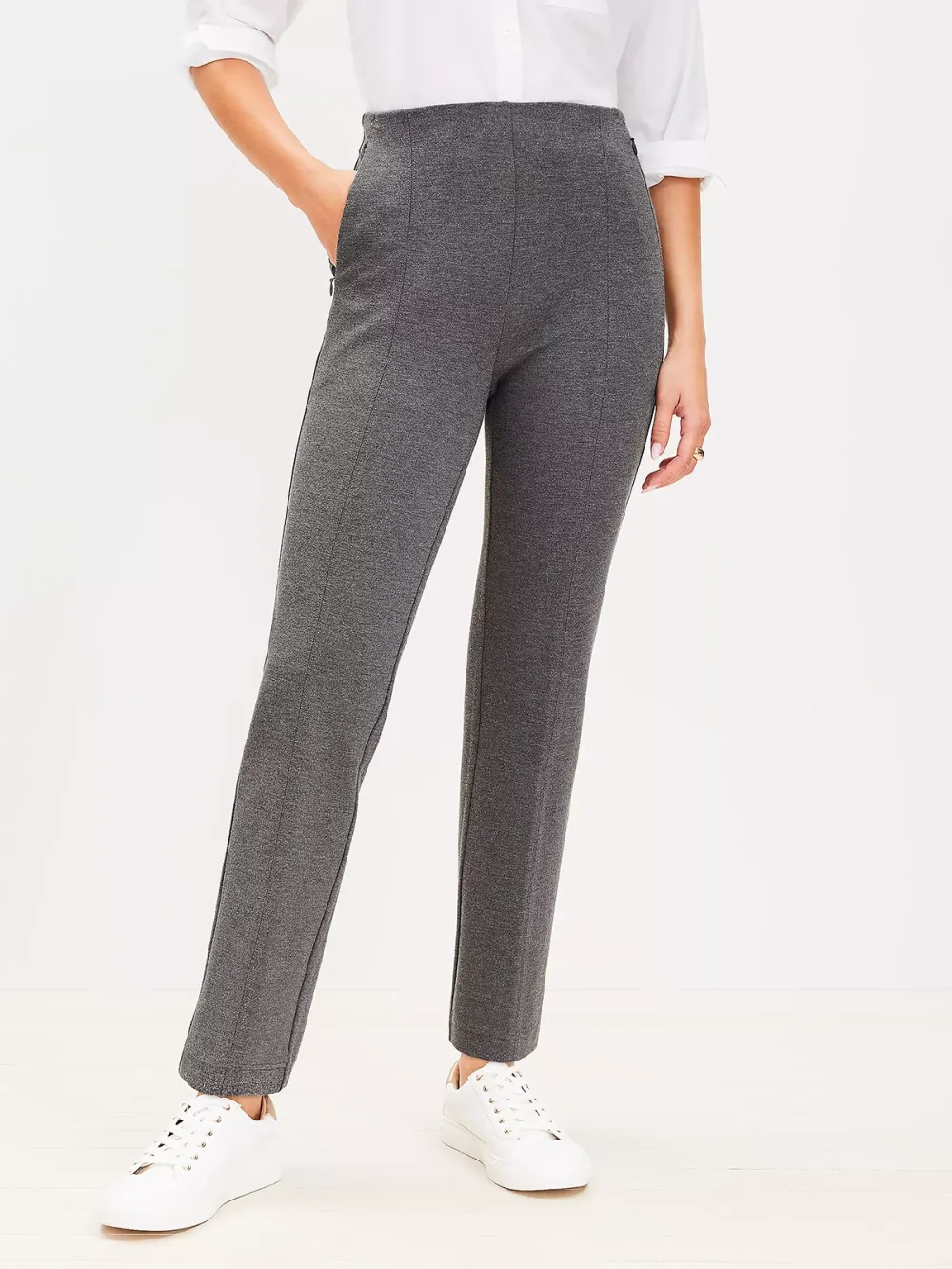 Heathered Ponte Straight Pants