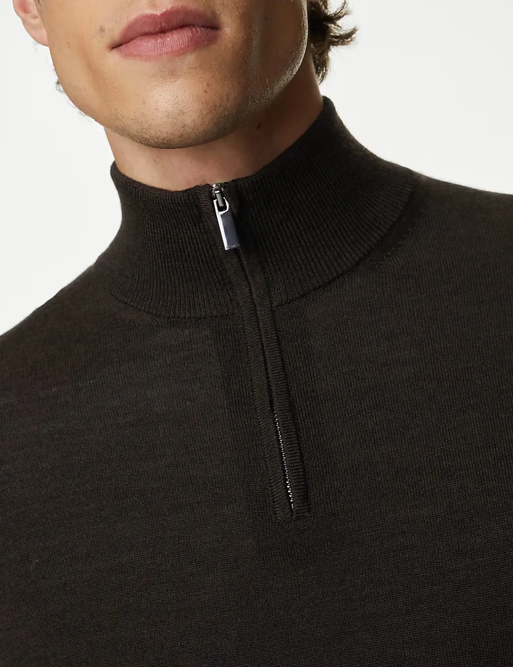 Pure Extra Fine Merino Wool Half Zip Jumper