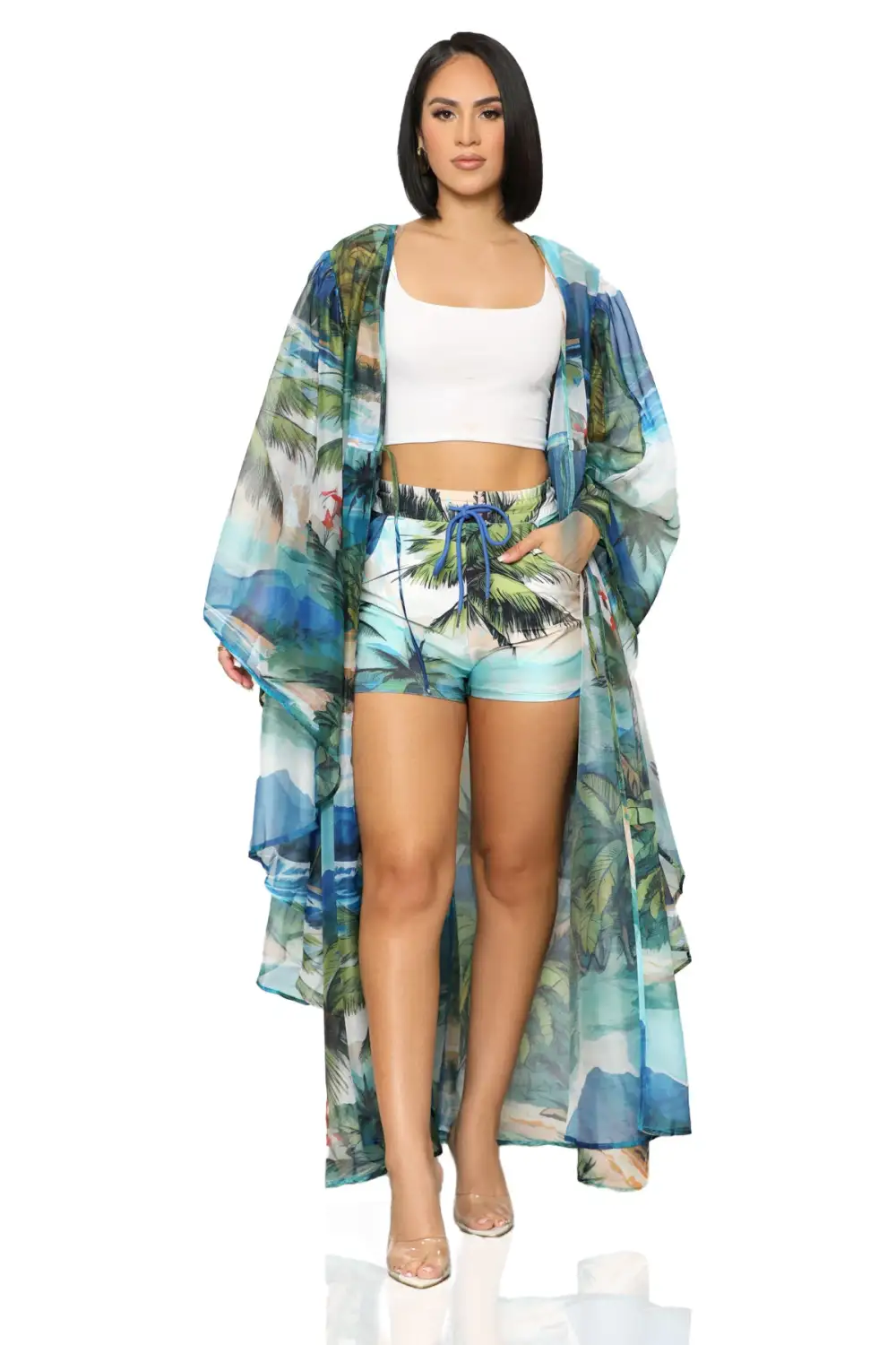 Tropical Escape Kimono Short Set