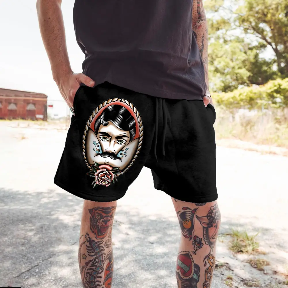 Uncle Beard Print Sports Casual Men's Loose Shorts
