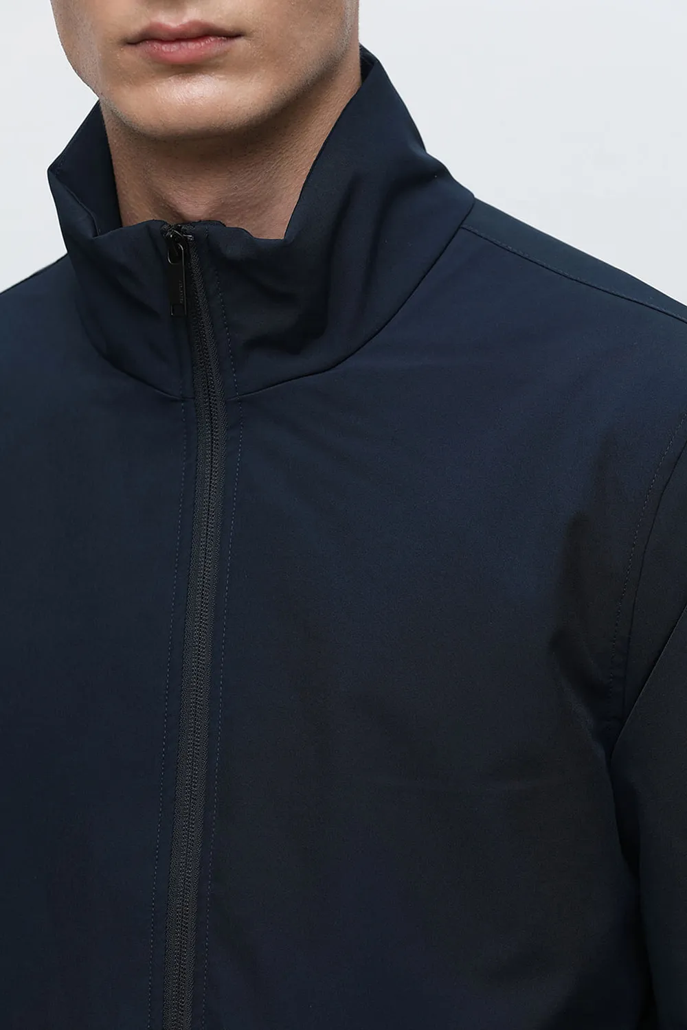 Navy Blue High Neck Padded Jacket