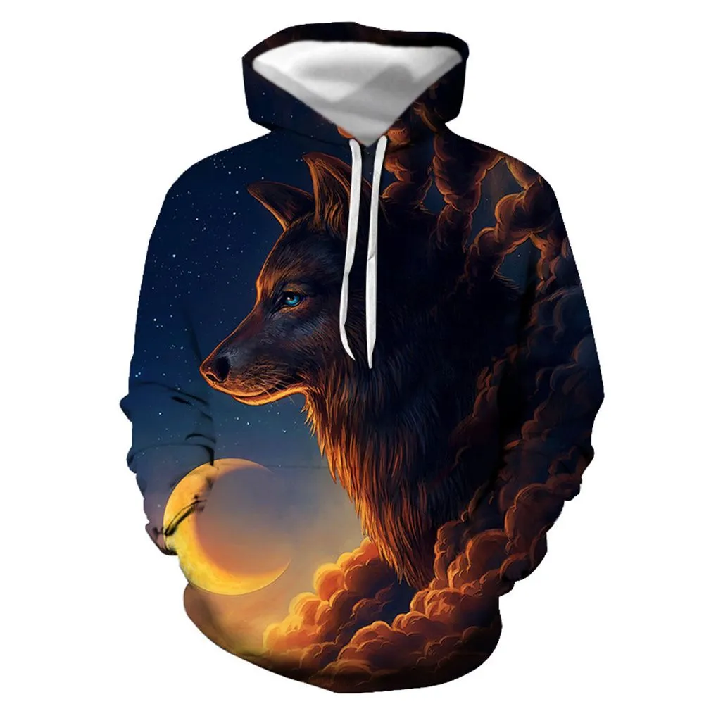 3D Graphic Printed Hoodies Wolf 123