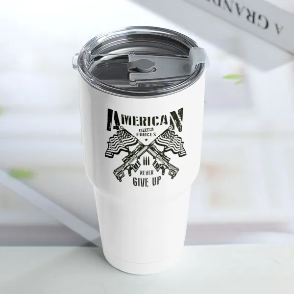 American Flag Victory Sign Car Thermos Cup