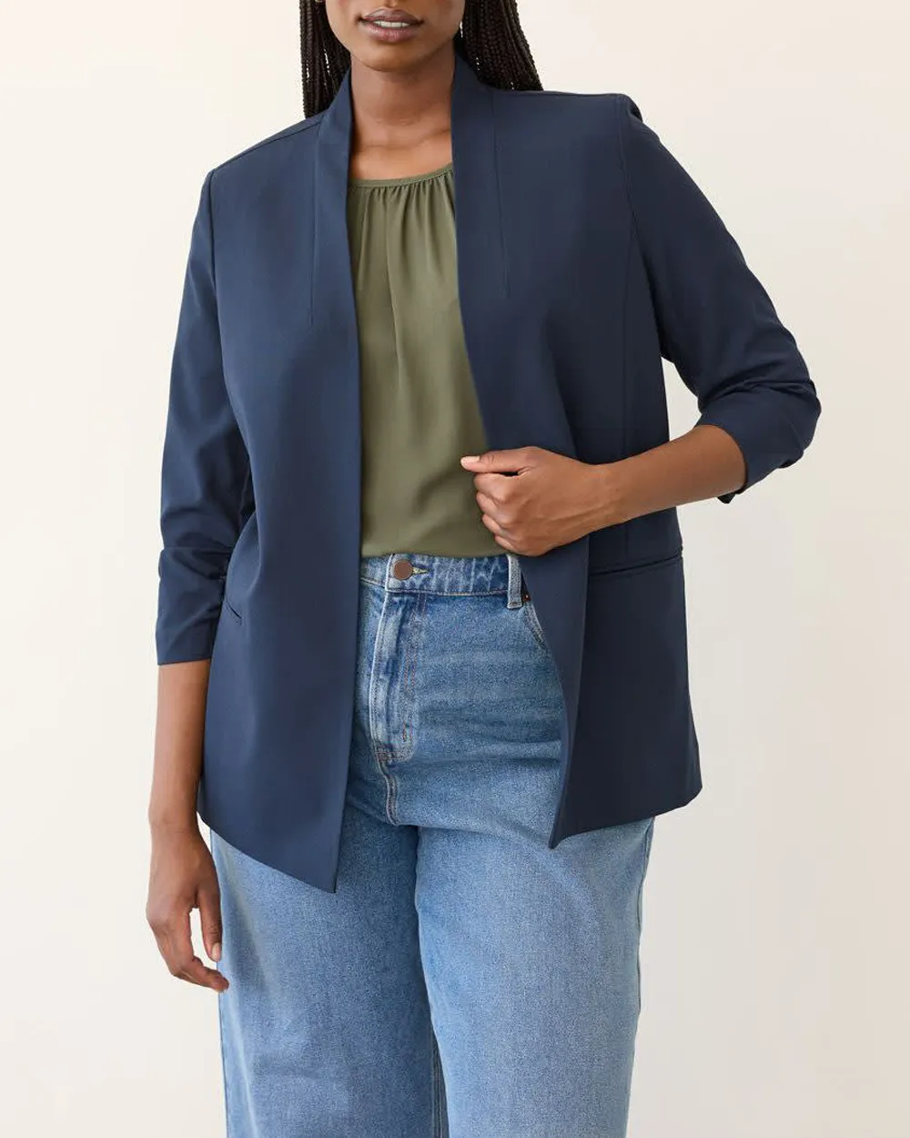 Collarless Open Blazer - The Timeless