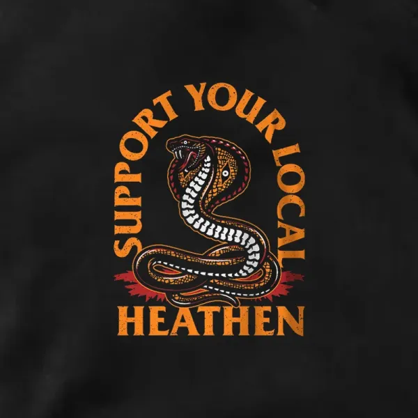 SUPPORT YOUR LOCAL HEATHEN Fierce Snake Black Print Hoodie