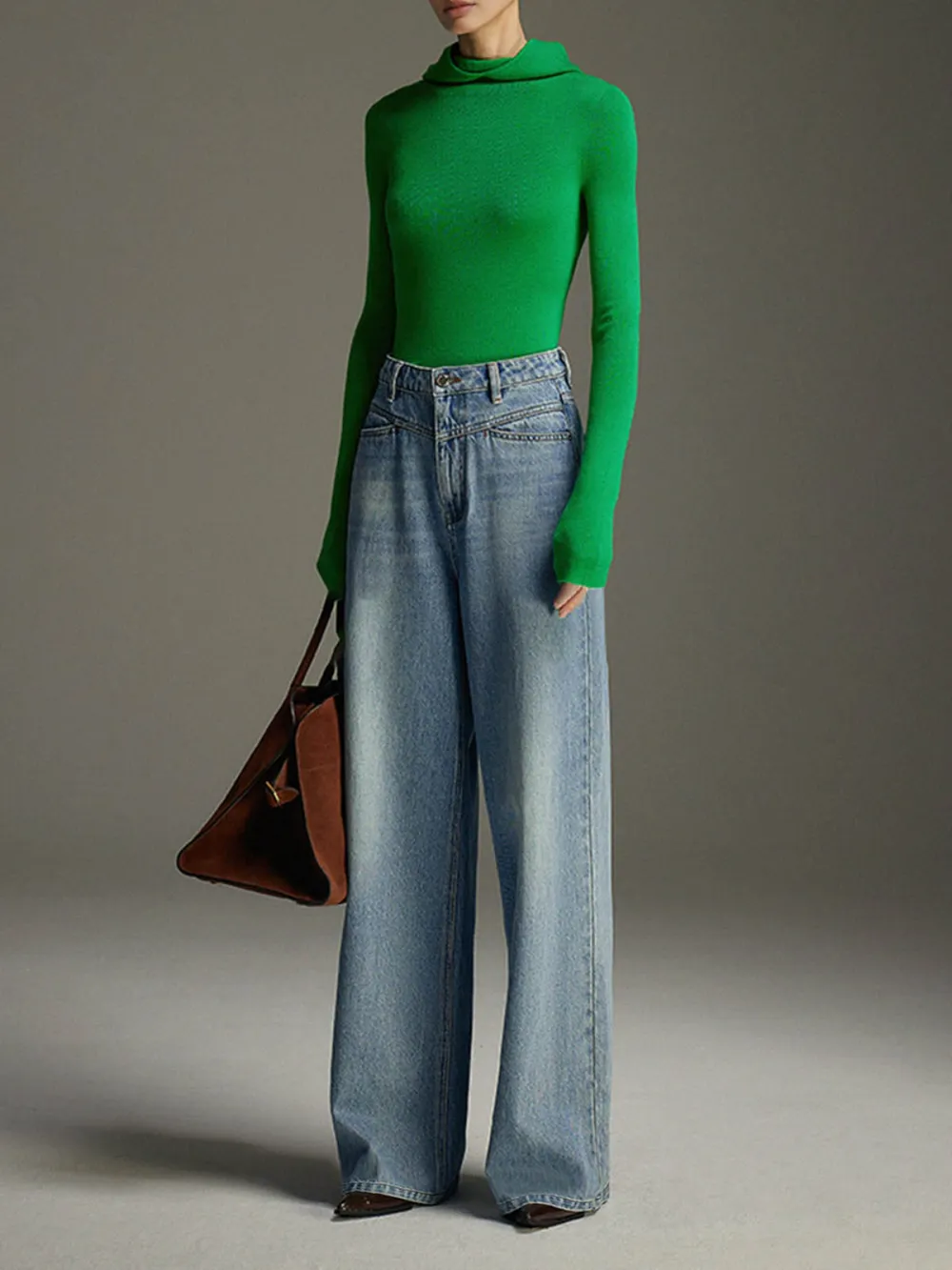 Button Up Mid-Waist Jeans With Pockets