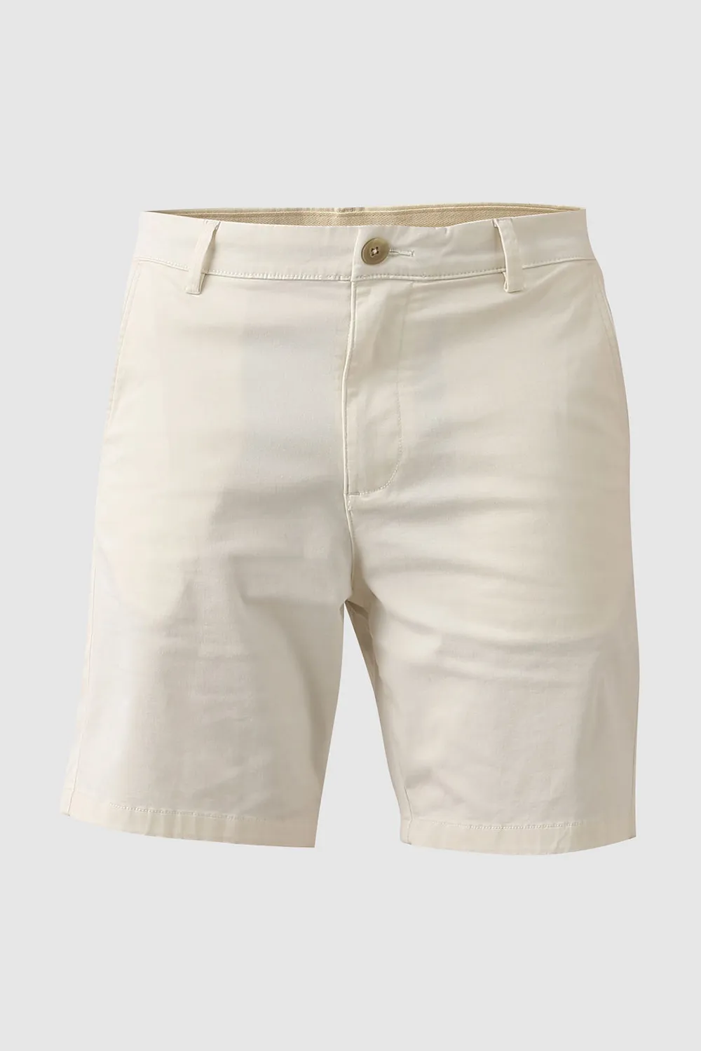 Black Mid Rise Cotton Chino Shorts