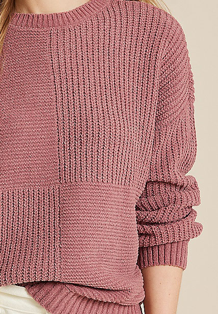 Matte Chenille Checkerboard Sweater