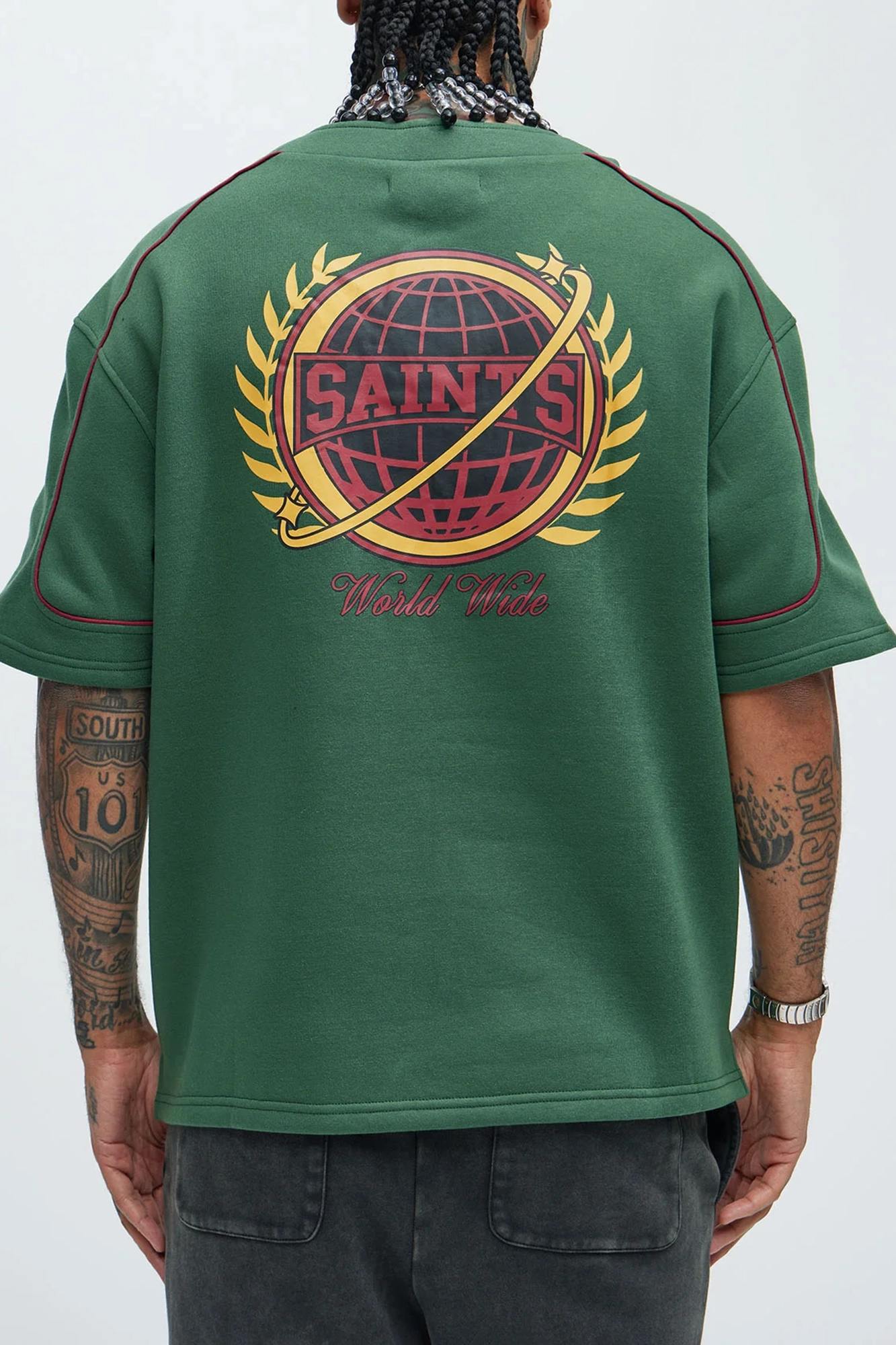 Saint Worldwide Short Sleeve Henley - Green