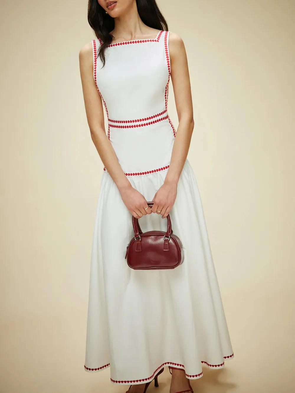 Tied Back Heart Detail Sleeveless Dress