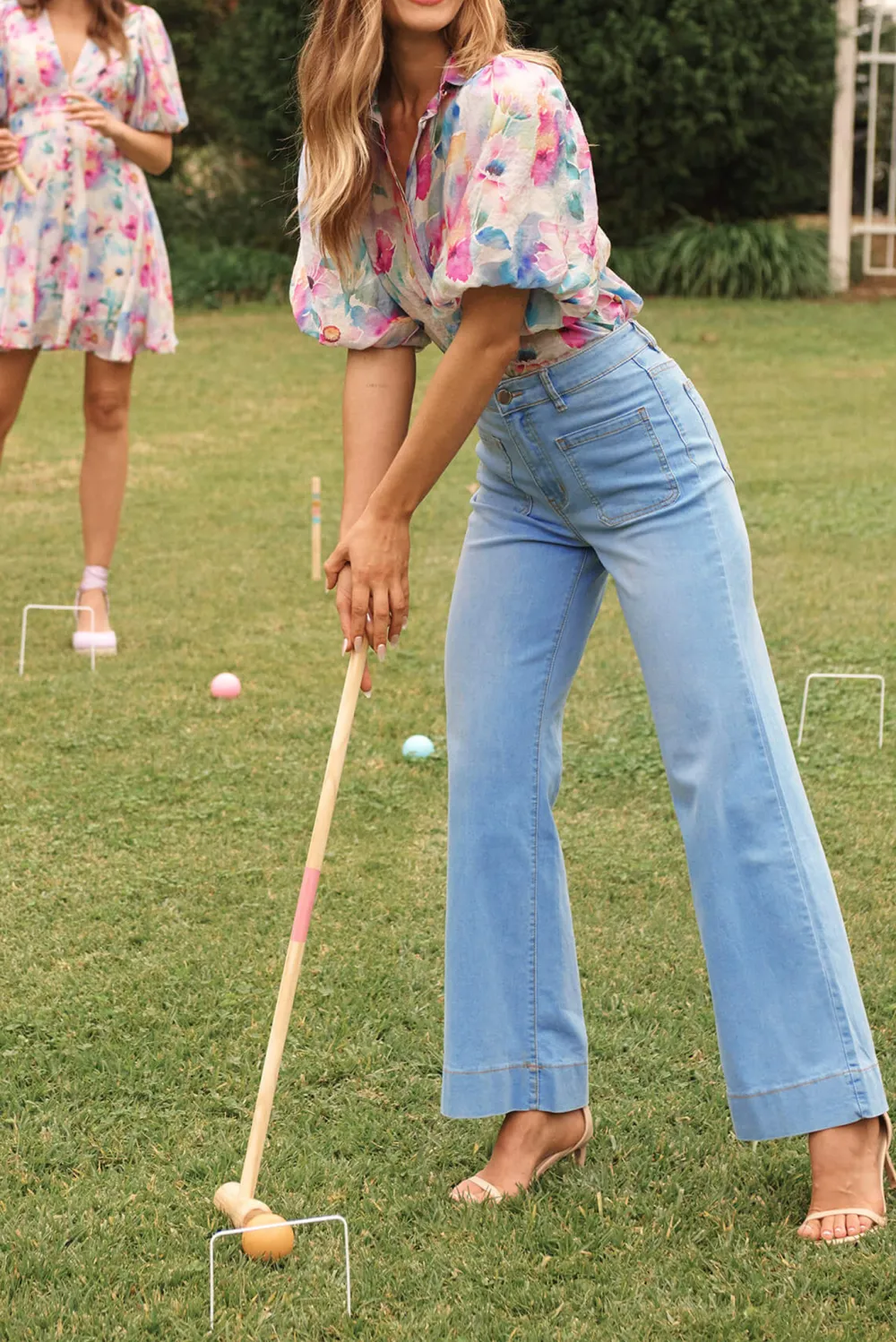 Light Blue High Waisted Flared Denim Jeans