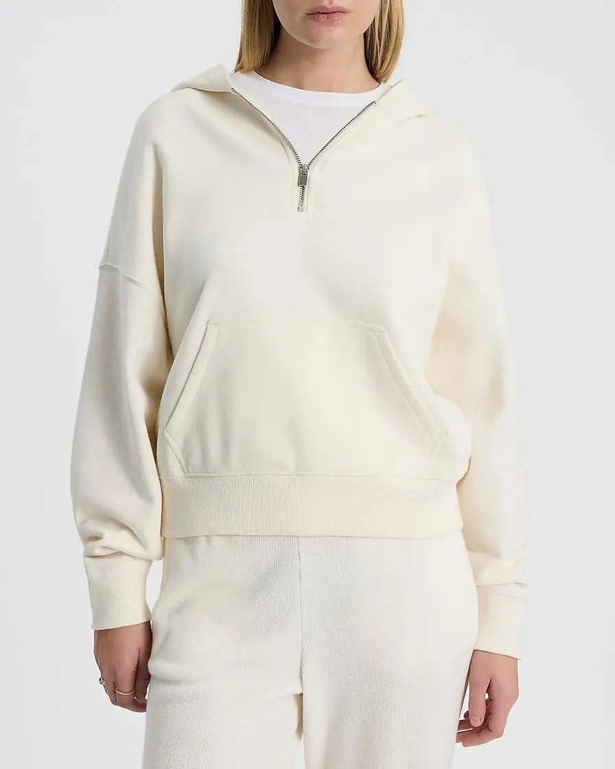 Relaxed Quarter Zip Banded Bottom Hoodie