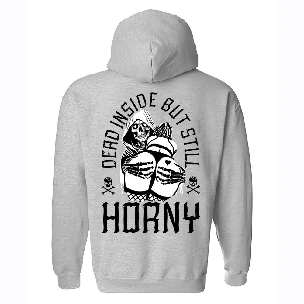 Dead Inside But Still Horny Skull Printed Men's Hoodie
