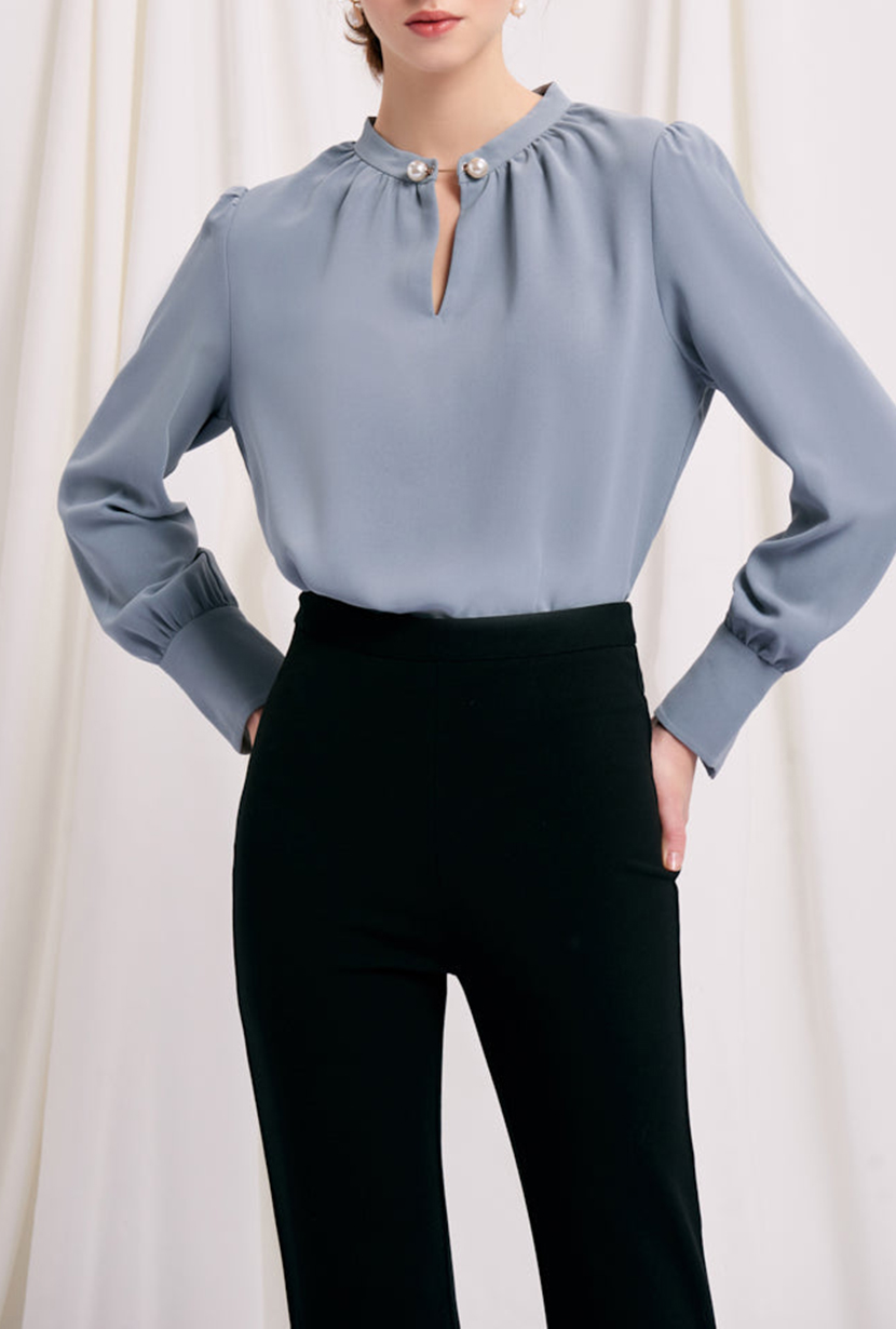 Buvette Pearl Blouse - Dusty Blue