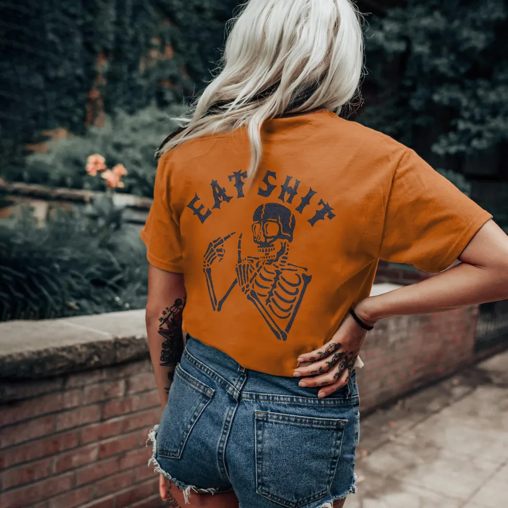 Eat Shit Printed Skeleton T-shirt
