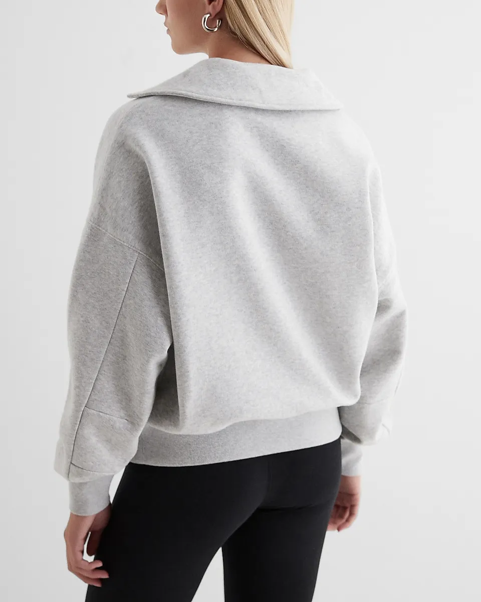 Relaxed V-Neck Fleece Polo Sweatshirt