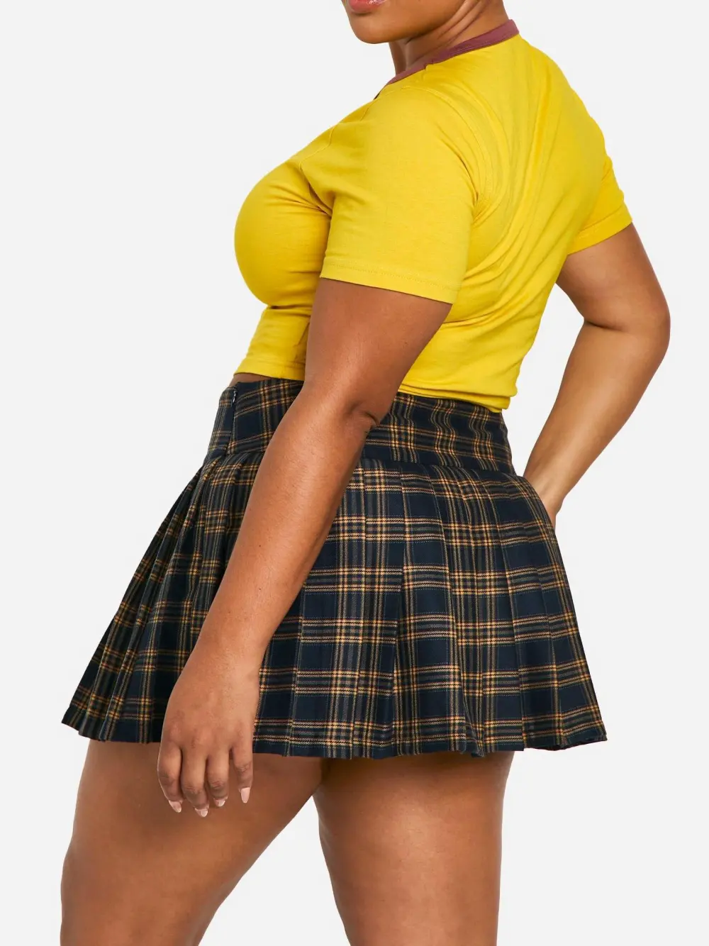 CHECK PLEAT MINI SKIRT