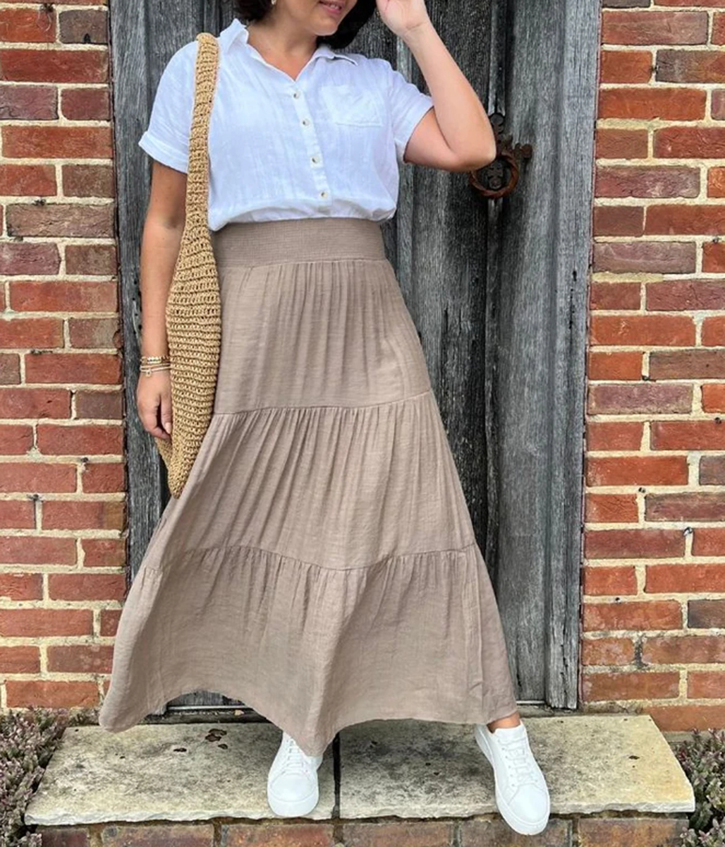 Mocha Tiered Maxi Skirt