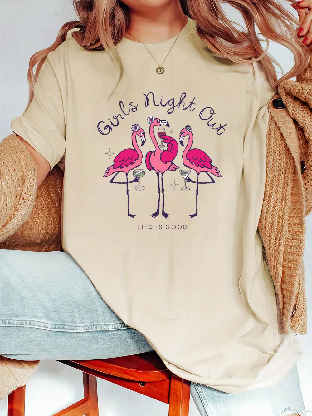 Women's Night Out Flamingo Short Sleeve T-shirts