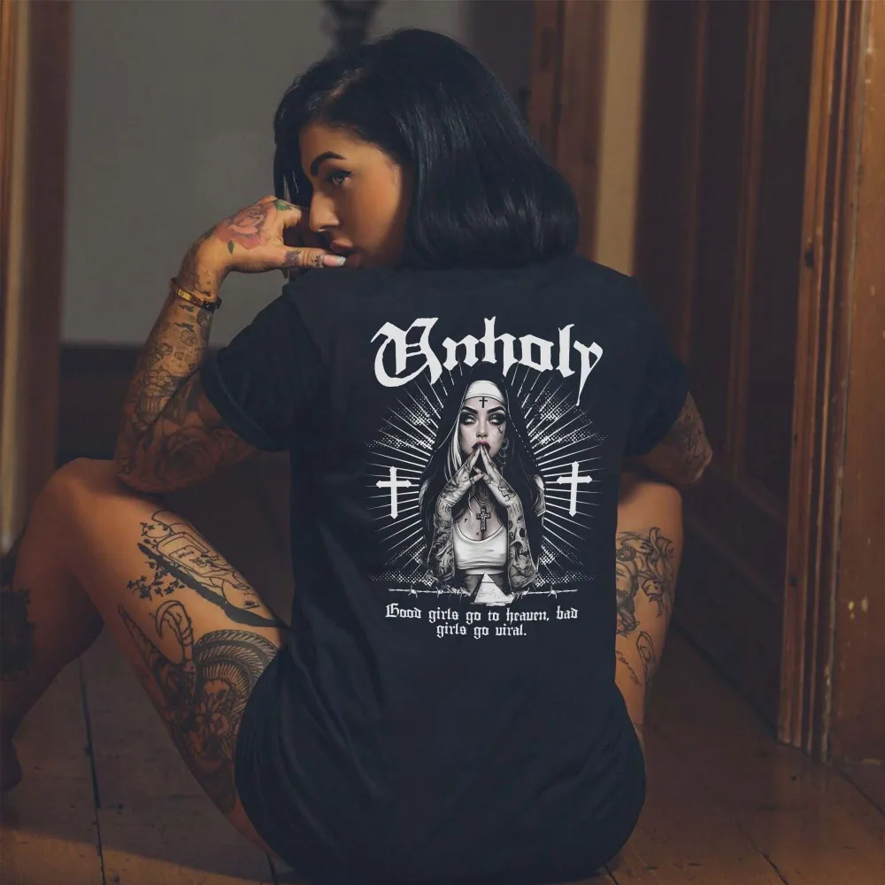Unholy Nun Printed Women's T-shirt