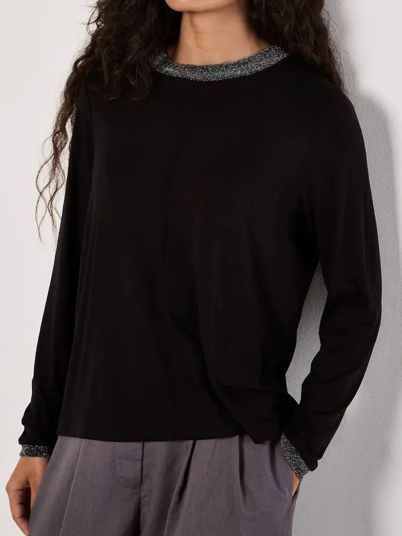 Sparkle Trim Jersey Knit Top