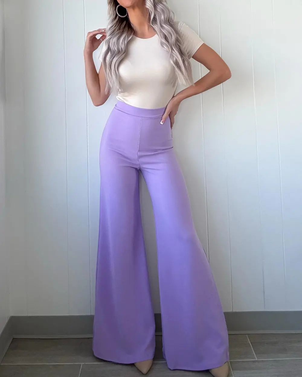 Sleek Sophistication Wide Leg Pants - Lavender